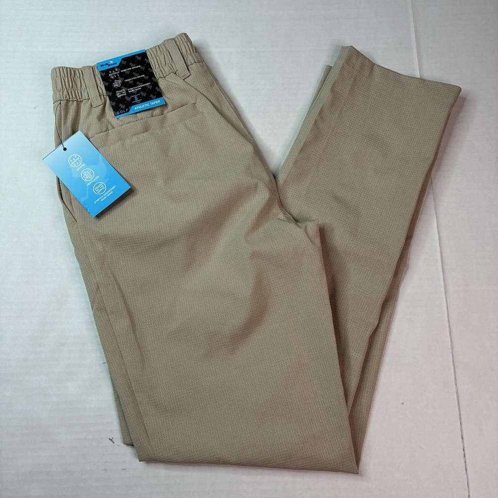 Birdie Bound Golf Pants Men Size S Khaki Stretch Waist Athletic Taper Casual NWT